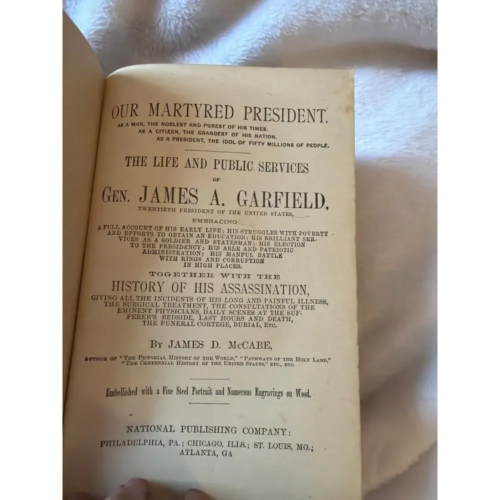 Antique Our Martyred President James A Garfield Illustrated History Book RARE